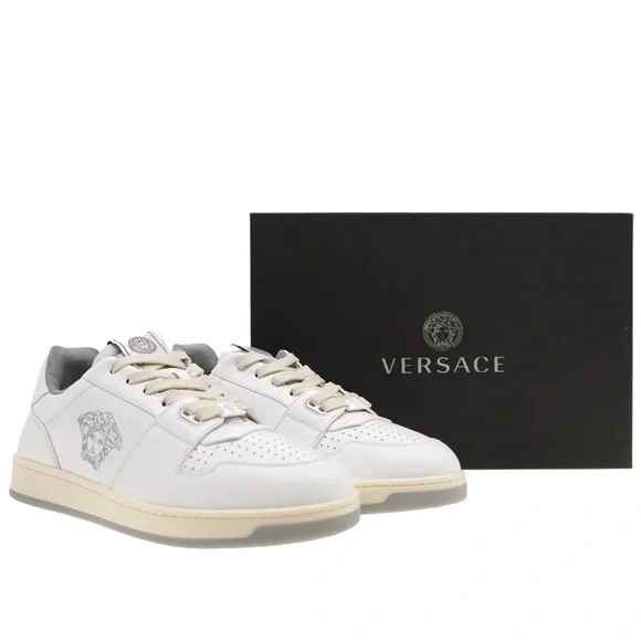 Versace Medusa Men Sneakers White Leather Size 45 / 12 US New